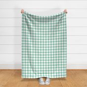 2 inch Diagonal Checkerboard Merry Bright Christmas Harlequin Pattern in Mint Green and White Diamond Checked