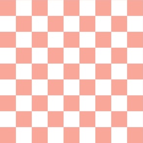 2" Checked Checkerboard Merry Bright Christmas Pattern in Peach and White Square Checked