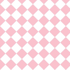 2 inch Diagonal Checkerboard Merry Bright Christmas Harlequin Pattern in Bright Pink and White Diamond Checked