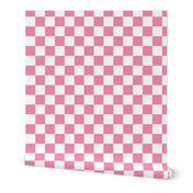 2" Checked Checkerboard Merry Bright Christmas Pattern in Rose Pink and White Square Checked