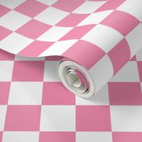 2" Checked Checkerboard Merry Bright Christmas Pattern in Rose Pink and White Square Checked