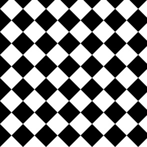 Black and alternating white 2" diagonal diamond harlequin pattern to coordinate with black and white collection