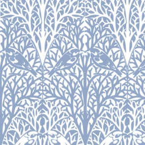 Vintage British  Voysey Birds in Hedges Gray Blue Home Decor