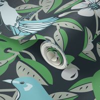 Songbird- Mockingbird in Apple Branches- Midnight- Large Scale