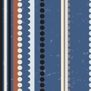 Nutty Stripes - Morel Khaki Brown, Blue Ridge Denim Blue, Amaro Rust, Panna Cotta Cream and Black  (TBS207b3)