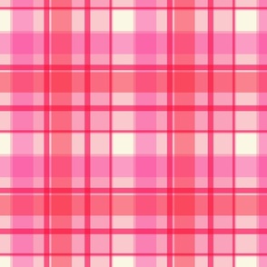 Plaid Stripes - Candy Barbie Pink Colors on Off-White