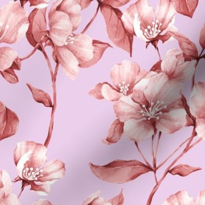 Sakura Old Rose Monochrome - Pastel Heather Regular Scale