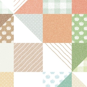Sweet and Simple Quilt Print  - Vintage Gingham, Stripes, Polka Dots & Apples  - Cheater Quilt