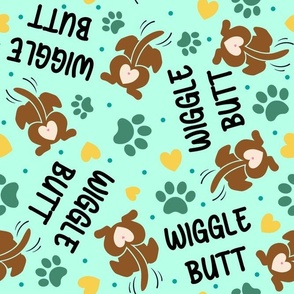 Large Scale Wiggle Butt Dogs and Paw Prints on Mint