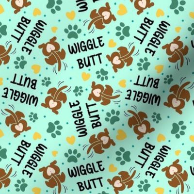 Small-Medium Scale Wiggle Butt Dogs and Paw Prints on Mint