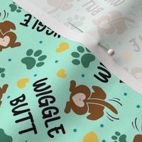 Small-Medium Scale Wiggle Butt Dogs and Paw Prints on Mint