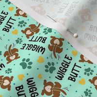 Small Scale Wiggle Butt Dogs and Paw Prints on Mint