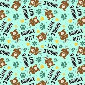 Small Scale Wiggle Butt Dogs and Paw Prints on Mint