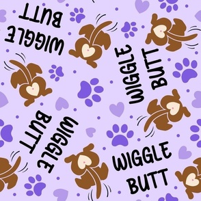 Large Scale Wiggle Butt Dogs and Paw Prints on Lavender