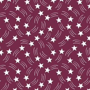 Maroon and white shooting stars