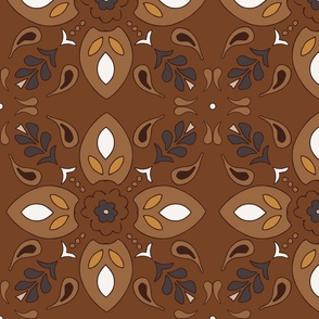 (XL) flower tiles Greek style brown earth tones