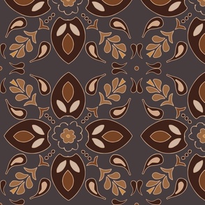 (XL) flower tiles Greek style brown earth tones