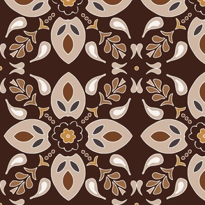 (XL) flower tiles Greek style brown earth tones