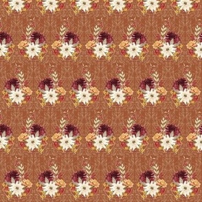 4" Elegant Vintage Victorian Fall Flowers and Autumn Leaves in Burnt Orange by Audrey Jeanne