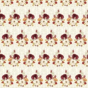 4" Elegant Vintage Victorian Fall Flowers and Autumn Leaves in Cream by Audrey Jeanne