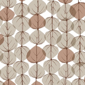 cottonwood leaves botanical large scale 24x36 HD oatmeal tan and brush brown