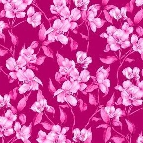 Sakura Fuchsia Monochrome - Hot Pink Small Scale