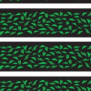 Stripe and Leaves in black and emerald green  