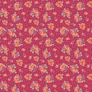 Flower ditsy dots_orange on magenta_XSMALL_2x2.3