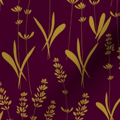 goldenrod yellow lavanda meadow whimsical on deep purple