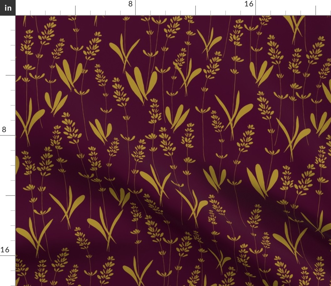 goldenrod yellow lavanda meadow whimsical on deep purple