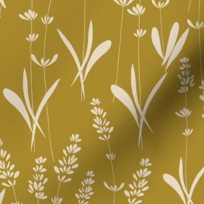white lavanda meadow whimsical on goldenrod yellow