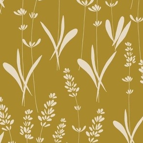 white lavanda meadow whimsical on goldenrod yellow