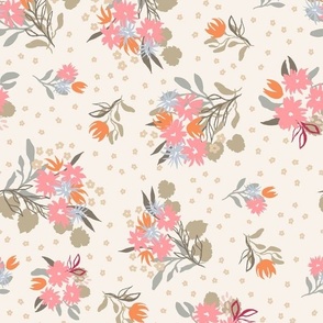 Flower ditsy dots_pink on cream_LARGE_12x14