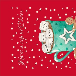 Christmas Tea Towel Hot cocoa, marshmallows & cookies