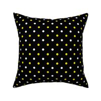 Swiss Dot Coordinate Print - Bright Yellow and White on Black