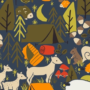Cutest Woodland Camping Adventure in  Large Scale in Navy