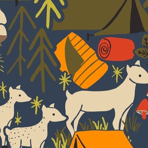 Cutest Woodland Camping Adventure in Extra Large Scale in Navy
