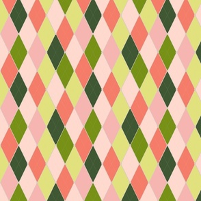 Pink and green preppy argyle 8x8