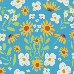 More Folk Floral Fun - Super Joyful - Turquoise.