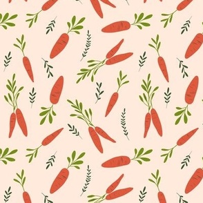 Little carrots on peach background small scale 8x8