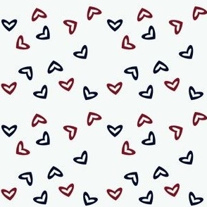 Simple hearts red, white and blue tiny