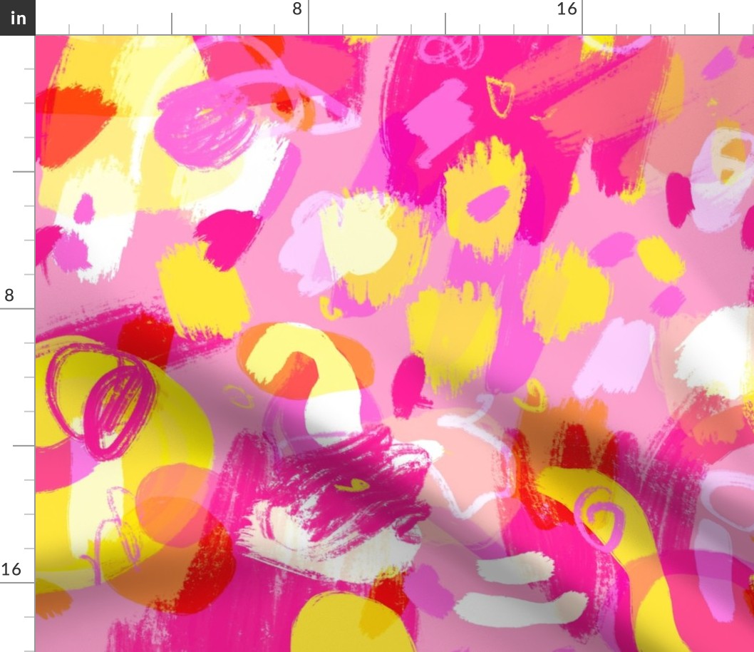 Hot Pink Summer Abstract Doodle