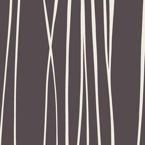 tangled - creamy white_ purple brown - vertical hand drawn contemporary stripe