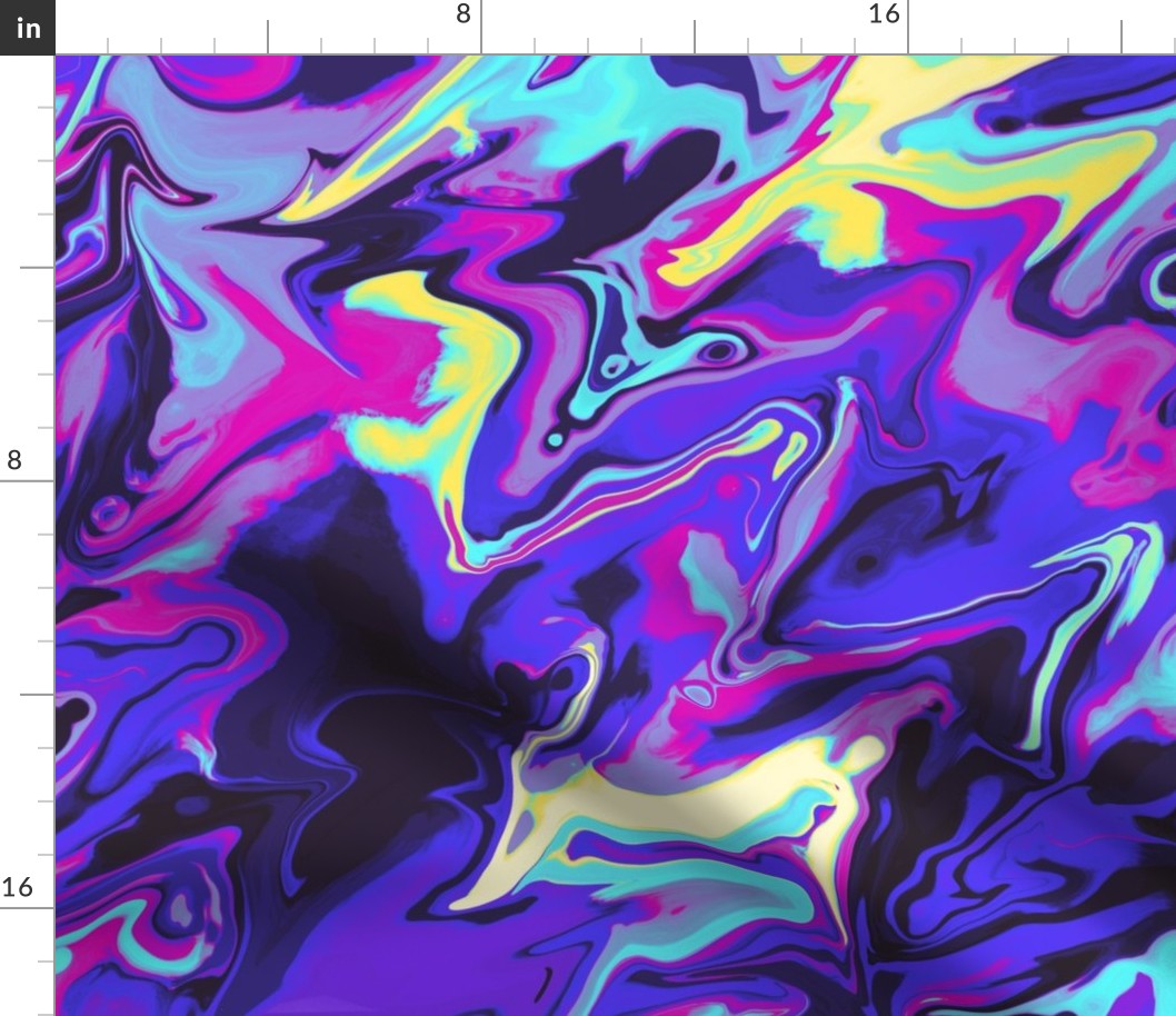 Vibrant Vaporwave Marble - Digital Paint Spill - Pink, Purple, Yellow, Blue, Mint, Navy