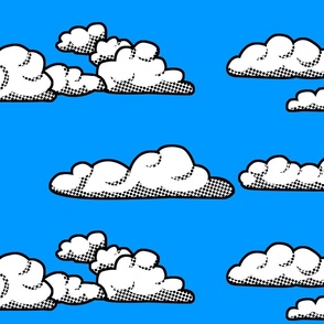 White clouds on blue sky Pop art