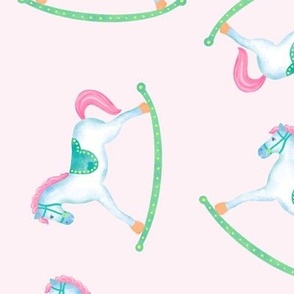 Cute rocking horse on pastel background