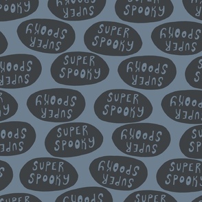 HAND-DRAWN SUPER SPOOKY TEXT BUBBLE BLUE AND BLACK FOR HALLOWEEN