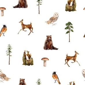 Enchanted Forest Watercolor Animals - Whimsical Woodlands