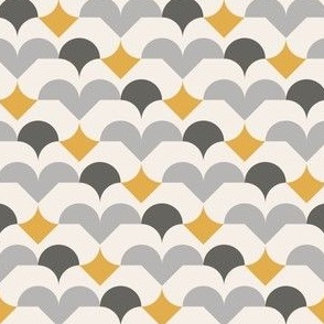 Abstract wings - Linen white, yellow, gray - Small