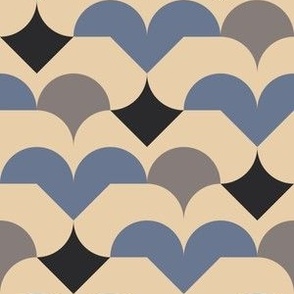 Abstract wings - Tan, blue, taupe, black - Medium